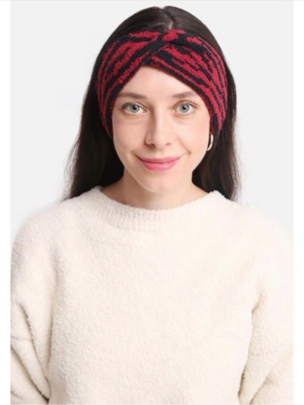 NWT Comfy Luxe Red & Black Zebra Print Twist Knot Headband - New in Packaging